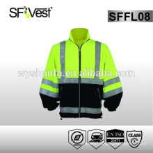 EN ISO 2047 high collar hi vis men crewneck sweatshirts two colors for running